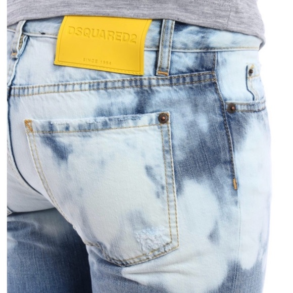 Dsquared2 “Glam Head” Blue Tie Dye Cropped Distressed Jeans Size 42 Or US 6 NWT - Picture 5 of 16
